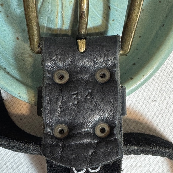 Brave Leather 1992 Brown Pebbled Genuine Leather Belt Antique Brass Buckle 34 main image 6